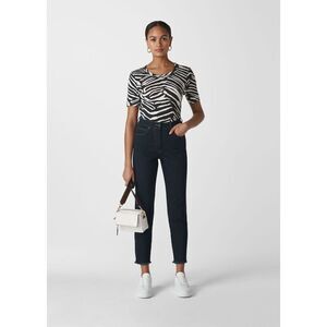 WHISTLES Black White Zebra Print Crew Neck Short Sleeve T-Shirt Size Small